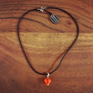 Red heart Italian Murano Glass pendant necklace